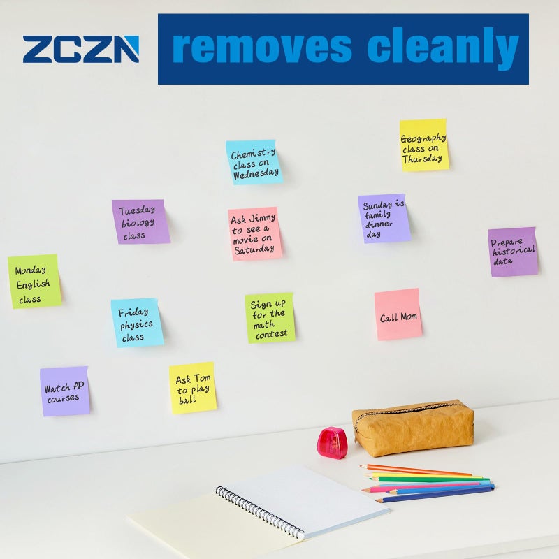 ZCZN 400 Sheets Pop-up Sticky Notes, 3 x 3 Inches, 4 Pads Bright Color Self-Stick Notes, 100 Sheets/Pad, Purple - Image 5